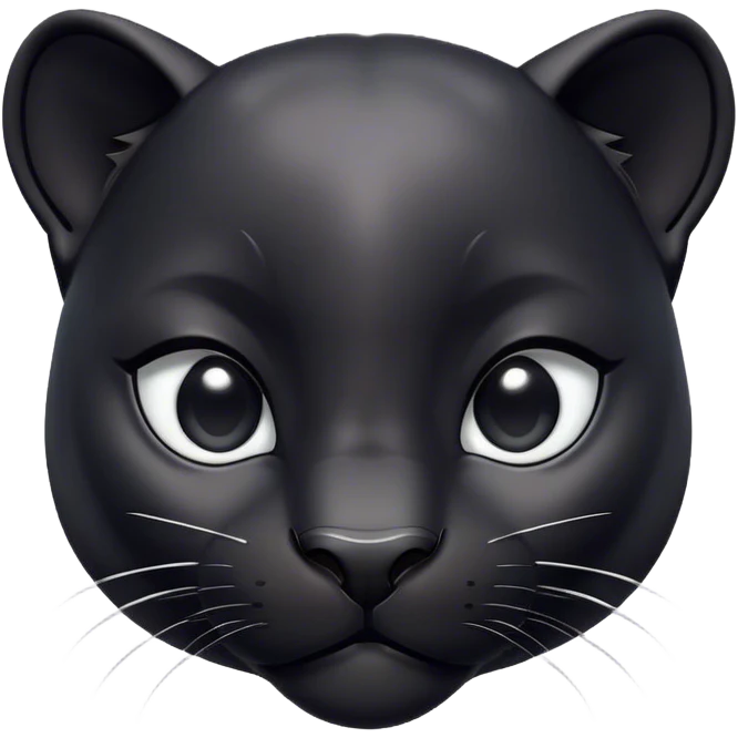 Cinematic Cute Panther Portrait Emoji, Head tilted playfully and inquisitively, with a smooth, streamlined form accentuated by a subtle sheen and round, sparkling eyes filled with charm, Simplified yet irresistibly adorable features, highly detailed, glowing with a warm, inviting glow, high shine, affectionate and lively, stylized with a touch of whimsical mystery, bright and endearing, soft glowing outline, capturing the essence of a mischievous yet loving panther that seems as if it could pounce out of the screen into your arms! emoji