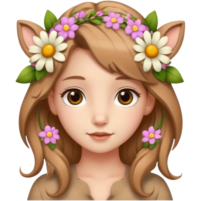 Adult Cute human like fawn with flowers emoji