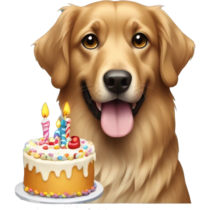 Dog Breed Hovawart with a birthday cake emoji