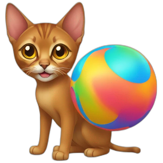 Abyssinian cat play colorful ball emoji