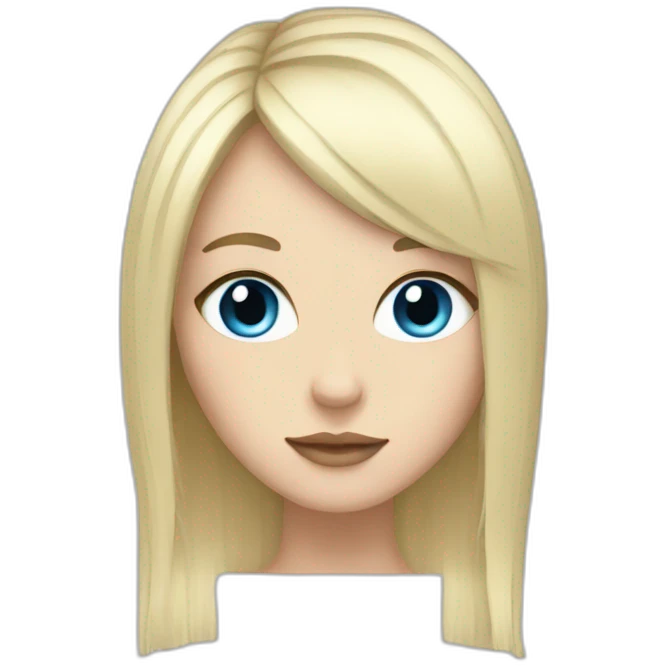 white girl blue eyes with long hair black hair and a fringe emoji