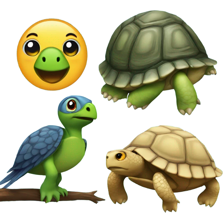 Turtle and a bird emoji