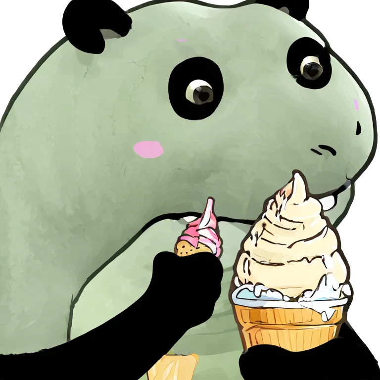 Panda eating ice cream emoji