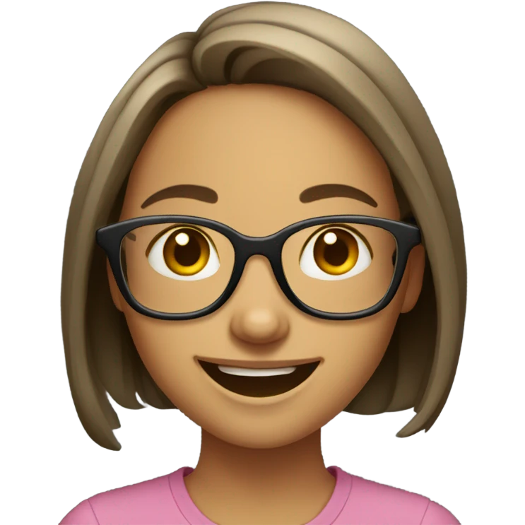 smiling girl with glasses with crooked teeth emoji