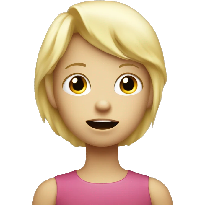 talking blond child with speech bubble near ble eyes emoji