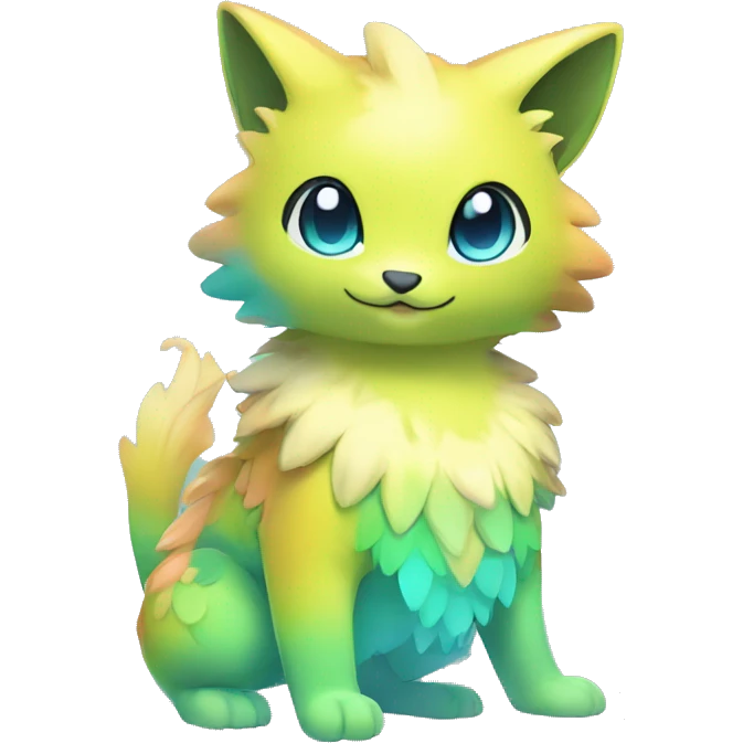 Cute cool shiny colorful animal hybrid Fakemon full body emoji
