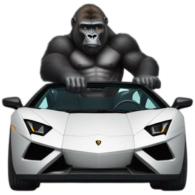 Gorilla driving a Lambo emoji