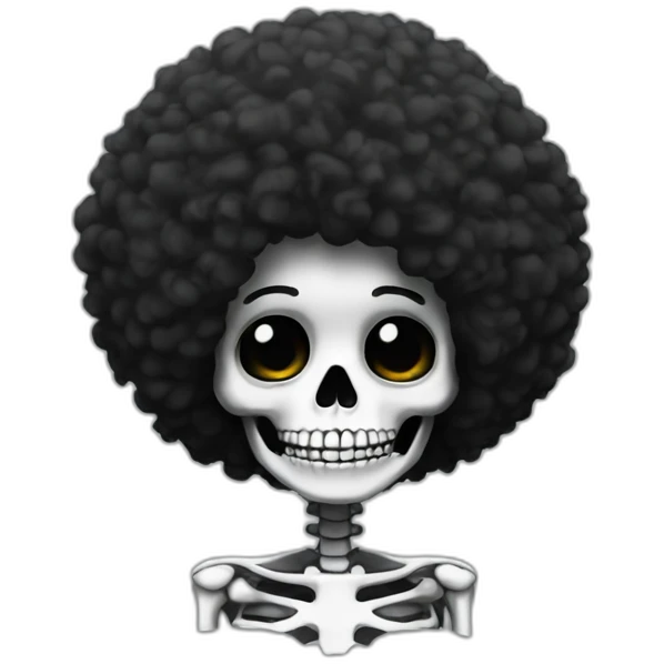 skeleton with afro hair black emoji