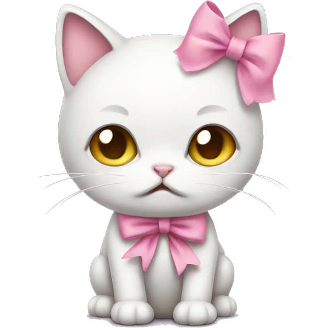 sad kitty with pink bow emoji