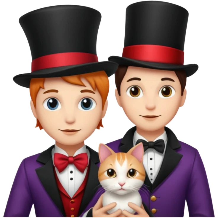 magician couple and their pet cat emoji