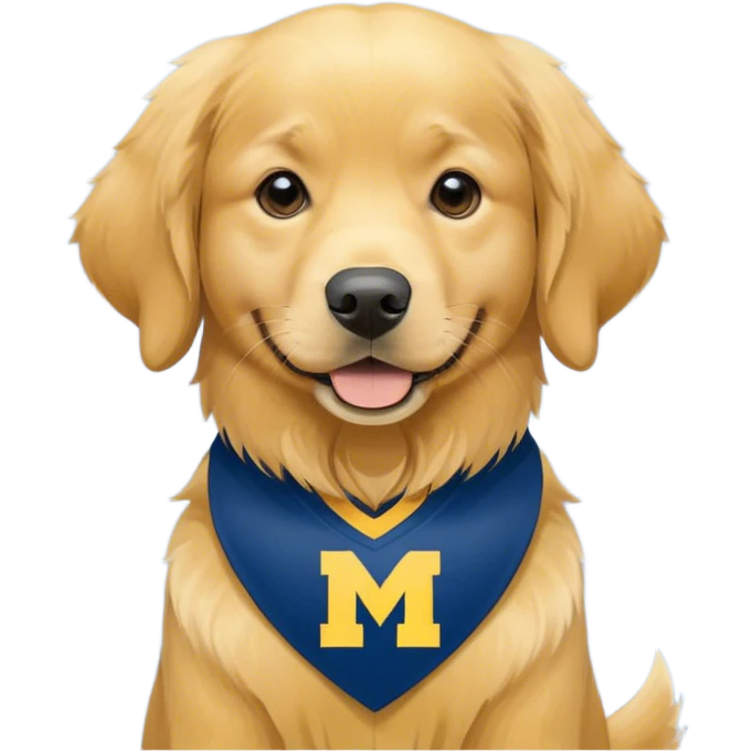 Golden retriever wearing Michigan jersey 22 blue and maize emoji