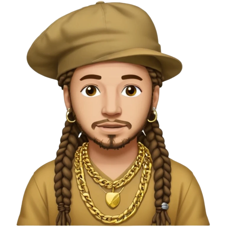 post malone with gold chain necklace, wearing hat, dreadlock hair  emoji