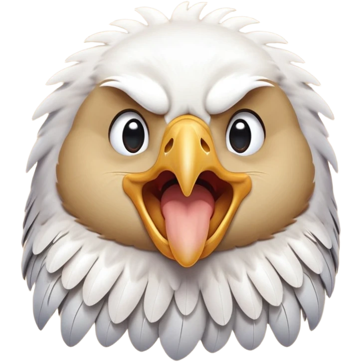 cinematic-cute-yawning-american-eagle-portrait-emoji,-head-tilted-slightly-with-a-dramatic,-wide-open-yawn,-showcasing-a-stately-form-with-gently-drooping-feathers-and-sleepy,-half-closed-eyes,-simplified-yet-irresistibly-adorable-features emoji