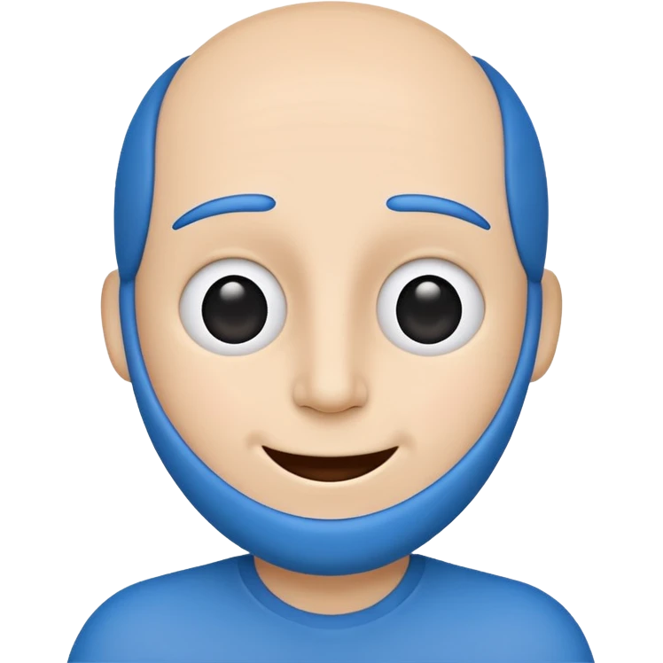 Blue stick figure happy remove eyebrows, nose and mouth emoji