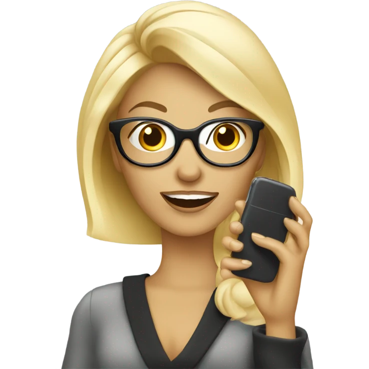 Glamorous Blonde woman wearing glasses calling on cell phone emoji
