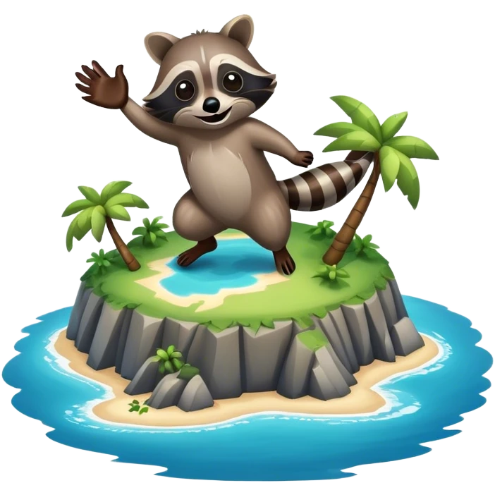 Raccoon flying over island emoji