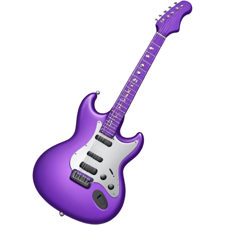 a purple Christmas ornament with a guitar emoji