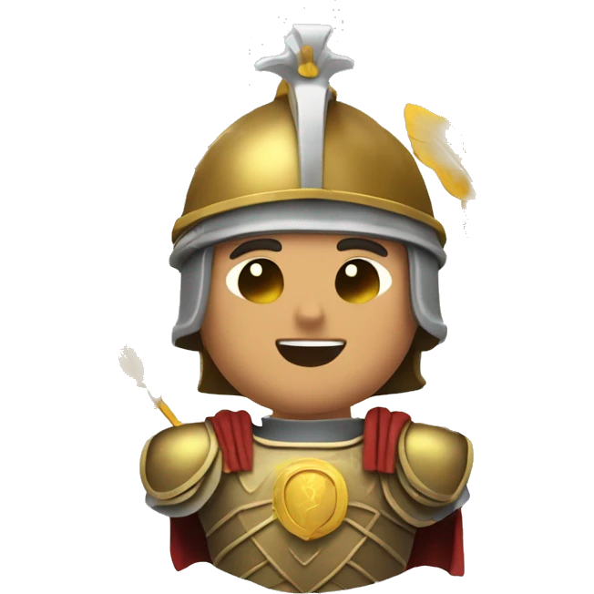  A Roman soldier in armor, raising a golden laurel crown above his head, celebrating a victory or honoring someone. emoji