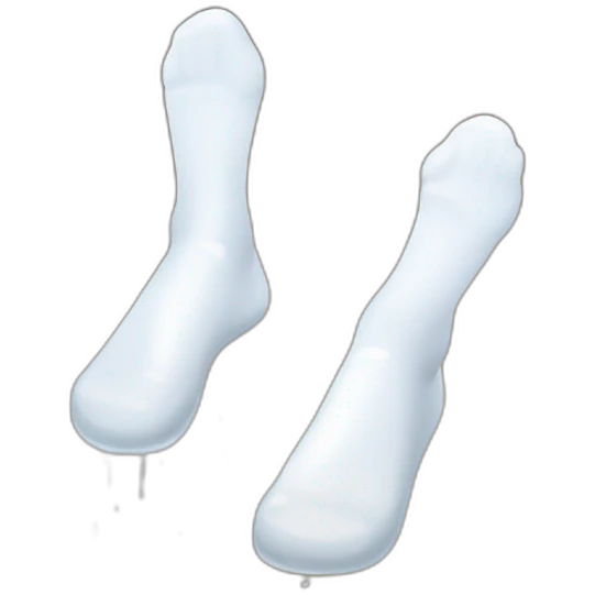 Two feet wearing white socks Soaking wet from the rain and footprint of water on the ground emoji