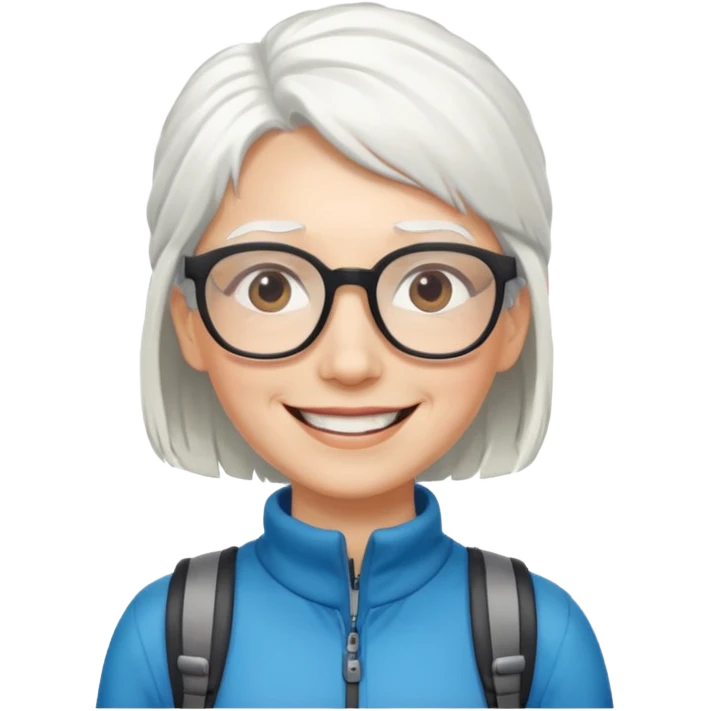 climber woman with white hair and glassess emoji