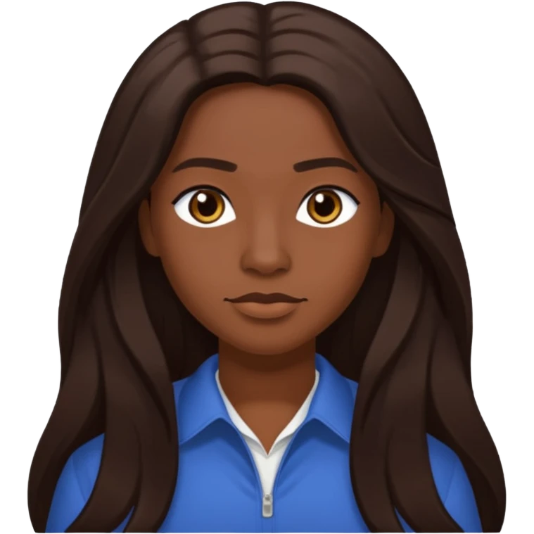 D.Woods of Dainty Kane with long dark brown hair, medium dark skin emoji