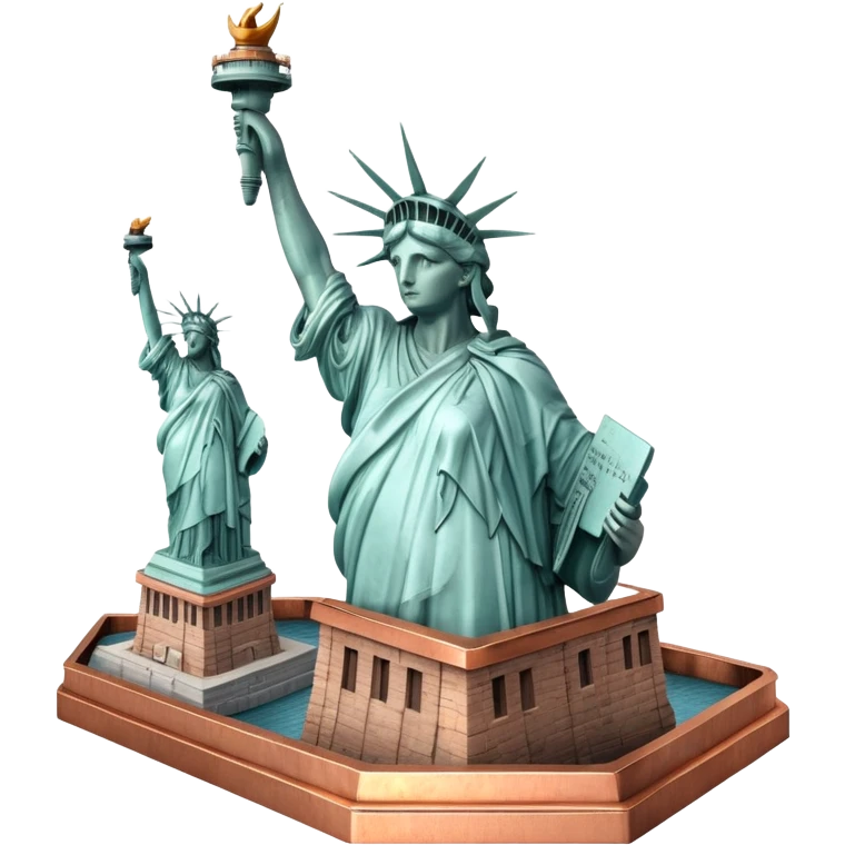 cinematic-realistic-statue-of-liberty-landmark-emoji,-depicted-with-the-iconic,-majestic-statue-set-against-a-clear-sky-rendered-with-detailed-textures-and-dramatic,-symbolic-lighting. emoji