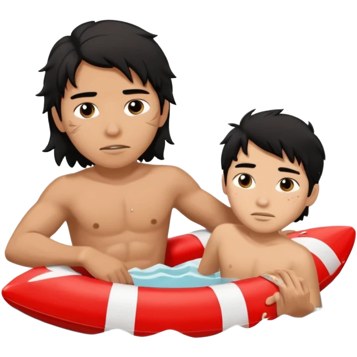 Lifeguard Native American Teenager with messy hair rescuing someone emoji
