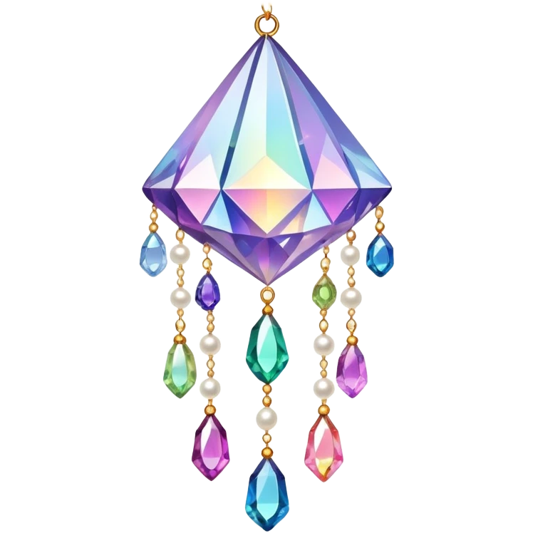 Iridescent big giant glistening glossy sparkly shiny glittery hanging crystals pearls and beads and gemstones decorations emoji