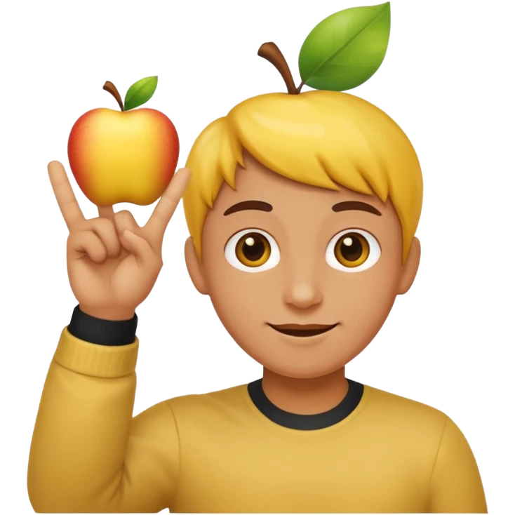 single yellow Apple emoji hand holding up three fingers for 3-0-4, festive background, celebratory accents emoji