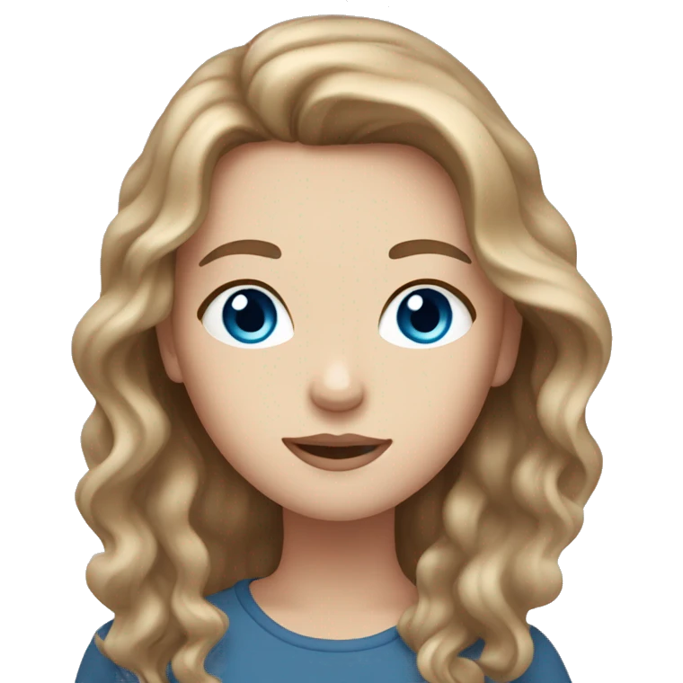 White girl with blue eyes and wavy light brown hair  emoji