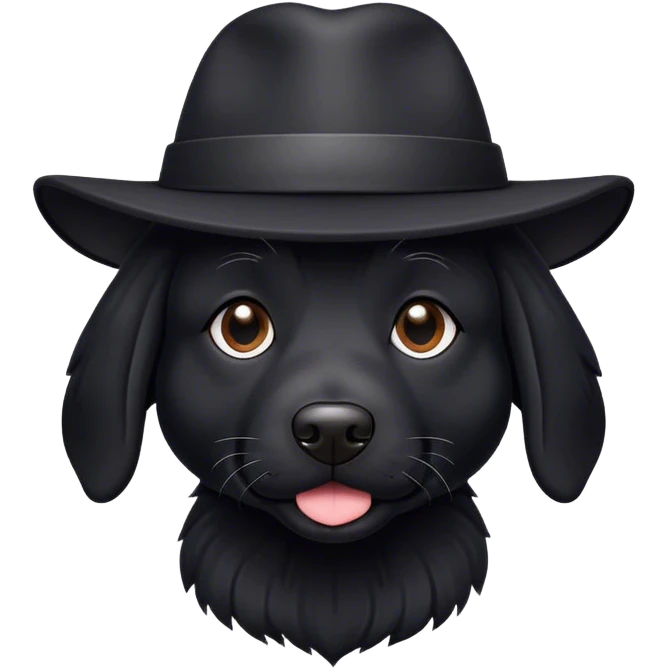 a black dog with a black hat emoji