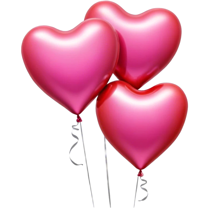 Realistic metallic pink and red heart balloons emoji