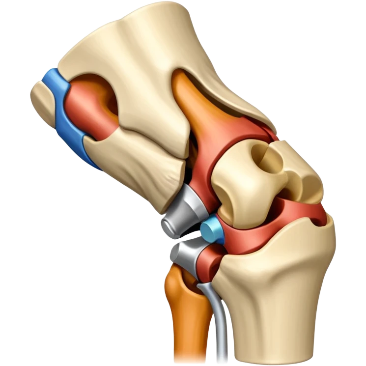 Articulacion de la rodilla en flexión mostrando los ligamentos  emoji