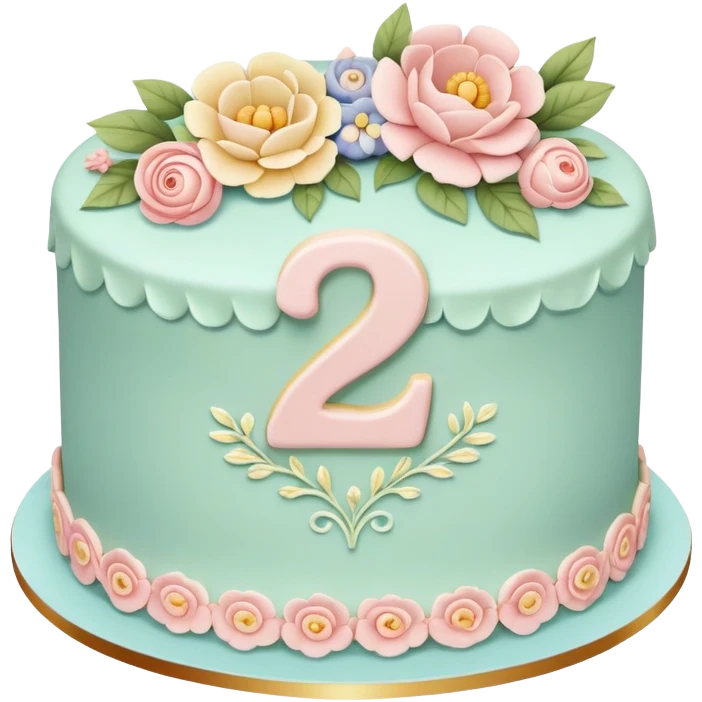 make a floral pastel cake that is aesthetic or vintage with the number 20 on it emoji