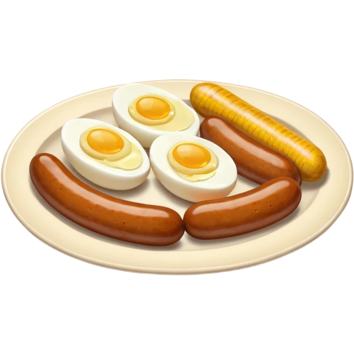 Two boiled egg and two breakfast sausages  emoji