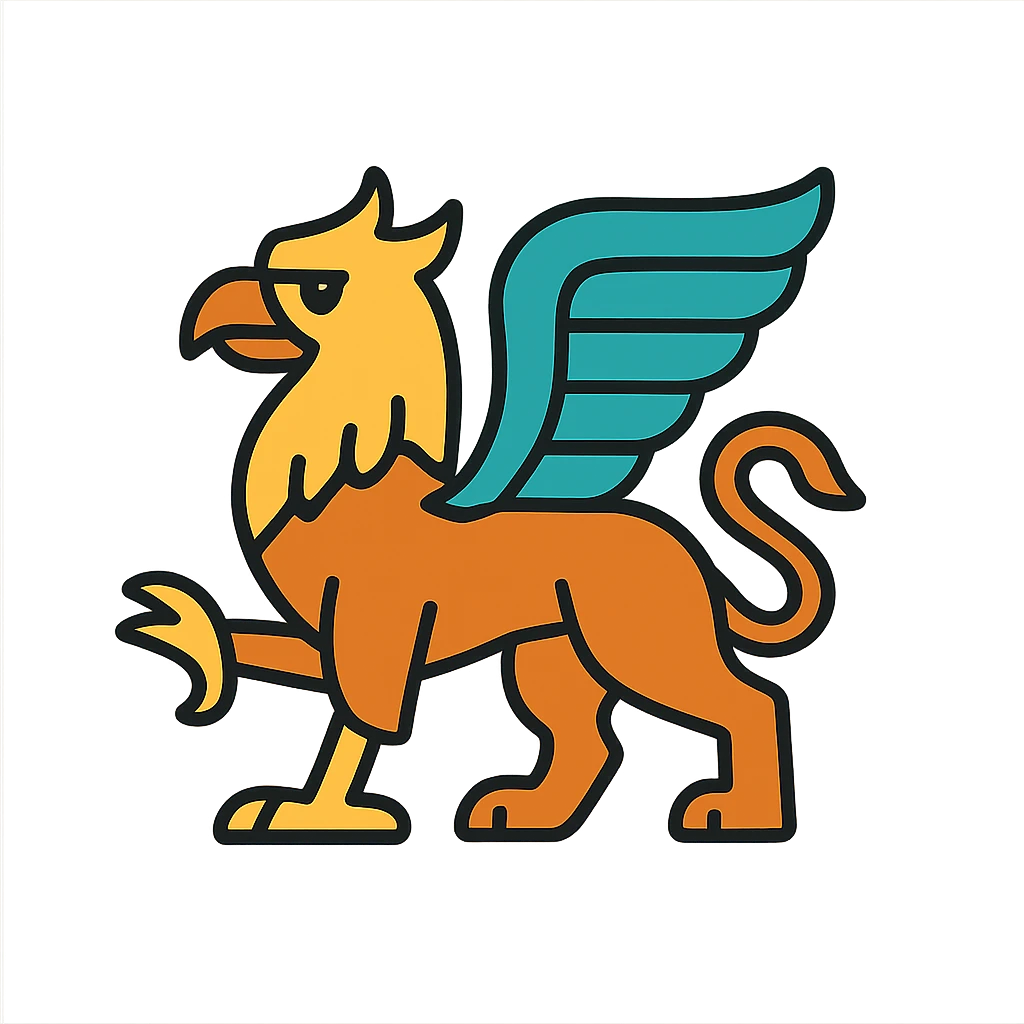 griffin, color outlined icon style, vibrant outline, simple form, white background emoji