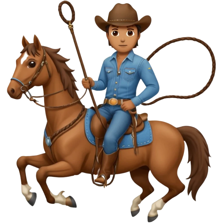 Cowboy riding a horse with whip emoji