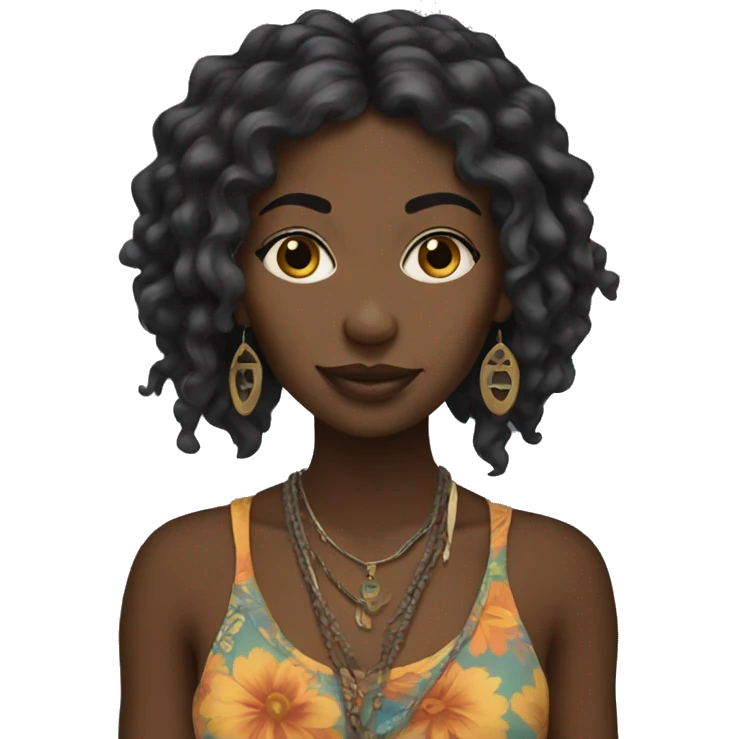 Black hippie girl emoji