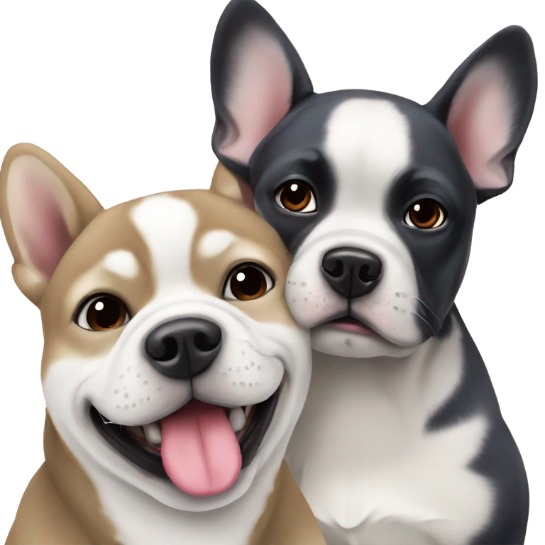 A husky and French bulldog being friends ￼ emoji