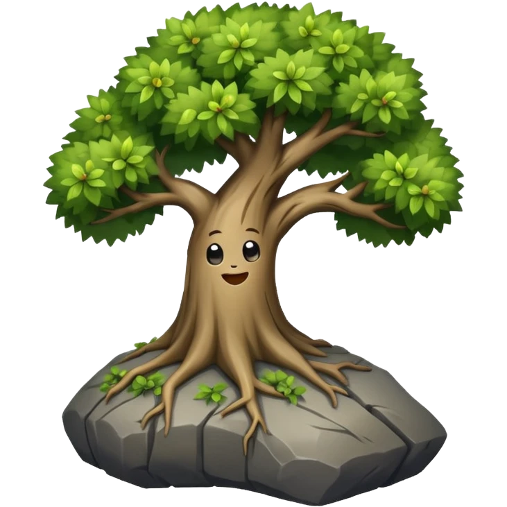 Tree hugging a rock with its branches  emoji