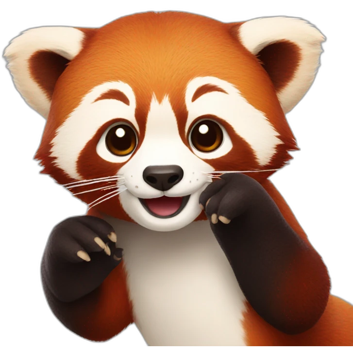 Red panda hands up emoji