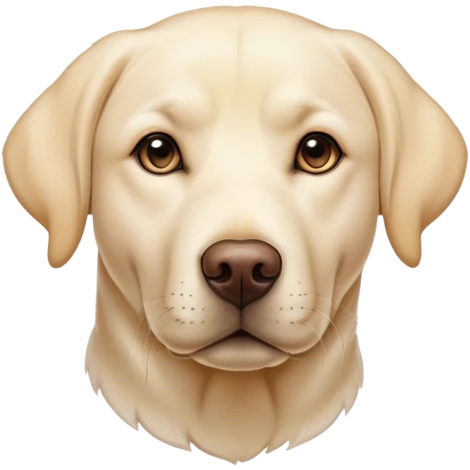 Cinematic Noble Cream Labrador Portrait Emoji, Poised and regal, with a strong, athletic build and a smooth, well-groomed cream Fur, deep-set soulful warm eyes, Simplified yet sharp and sophisticated features, highly detailed, glowing with a soft, dignified glow, high shine, intelligent and gentle, stylized with an air of grace, focused and attentive, soft glowing outline, capturing the essence of a watchful and loving companion, so majestic it feels as though it could bound out of the screen with effortless authority! emoji