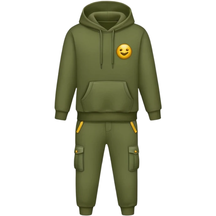 Crie um conjunto de moletom, moletom e calça, na cor verde militar  emoji