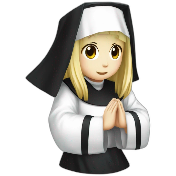 Misa Amane from death note dressed as a nun and praying emoji