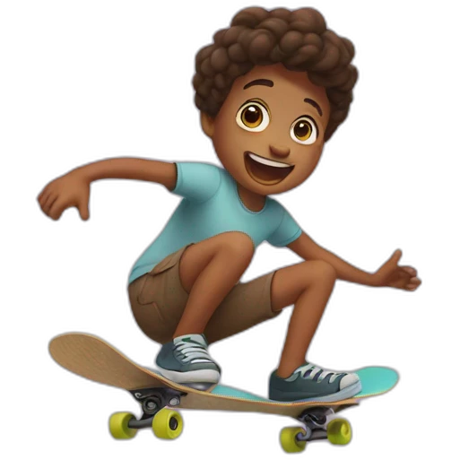 a character who skateboards with this face 😩 and rolls over a puddle emoji