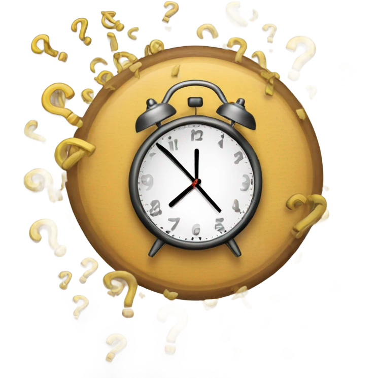 a clock and question marks time passing emoji