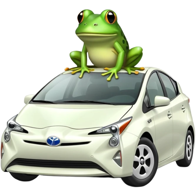 White 2024 Prius and a frog emoji
