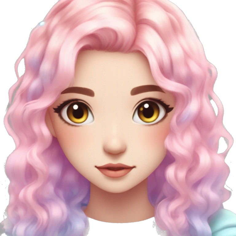 Gorgeous Beautiful Blushing Petite Colorful-Shiny-Pastel-Fairy-Anime-Girl with beautiful gradient pastel hair aesthetic emoji