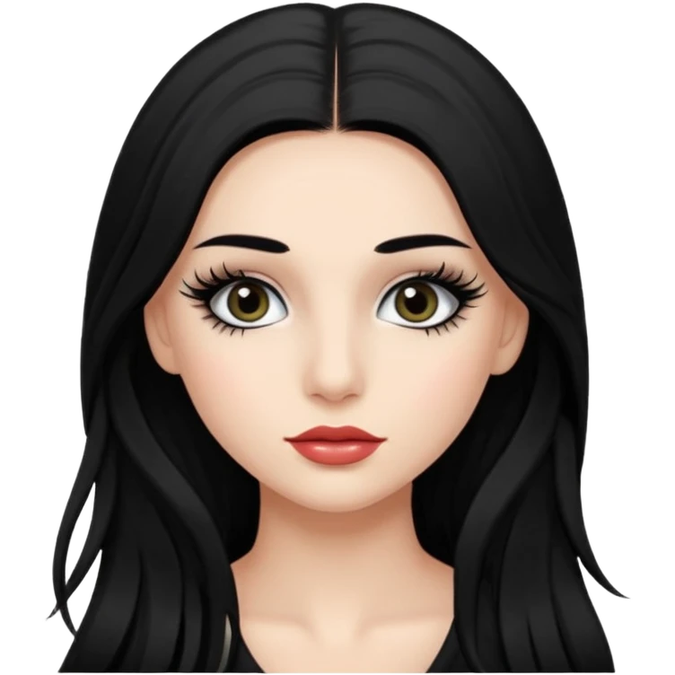 ragazza truccata con le ciglia finte con i capelli neri lunghi emoji