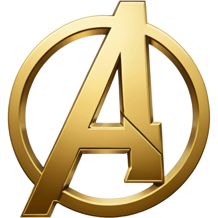 avengers logo gold color with transparent background, the inner circle area should be empty, leaving just the letter solid and the inner outline as well emoji